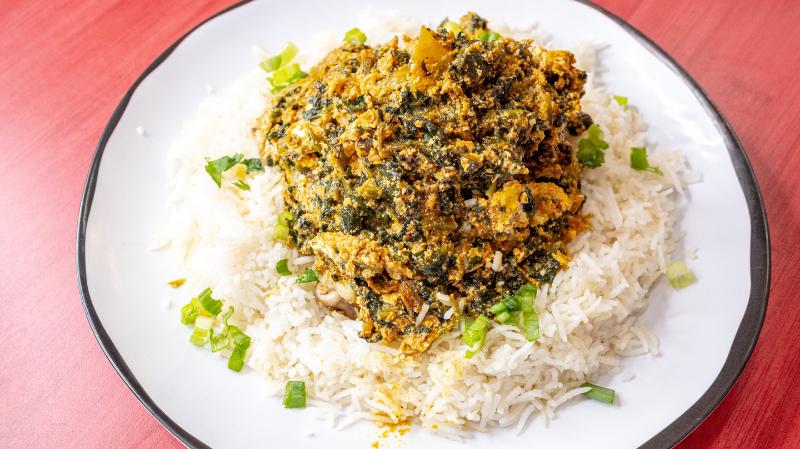 Spinach stew with fish